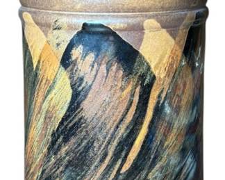 HandPainted Stoneware Jar