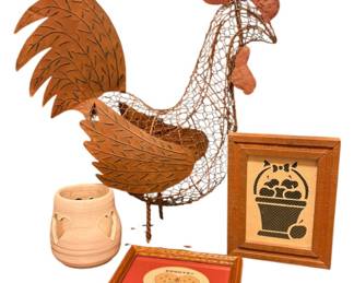 Metal Rooster and Country Decor