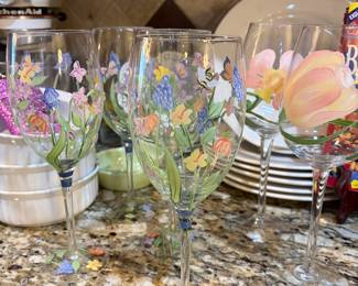 Hand painted wine glasses