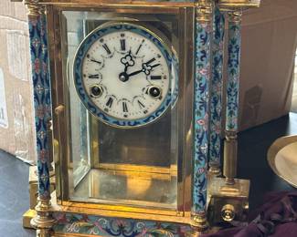 Continental style cloisonné mantle clock 