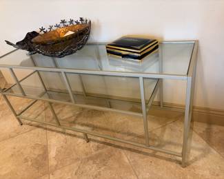 Henn & Hart Satin Nickel Metal/Glass TV stand or display shelf