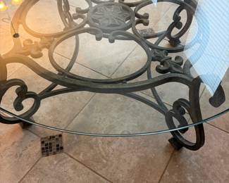 Thomasville Glass top Coffee Table with metal base 