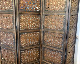 Or Nate carved wooden room divider screen