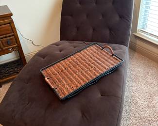 Brown suede chaise lounge 
