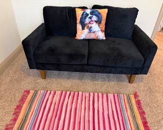 Black fabric love seat Great for small spaces