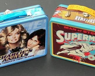 classic metal lunch boxes - Superman and Charlies Angels