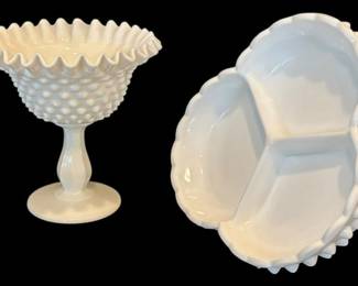 Fenton Hobnail Milk Glass Candy Dishes 
