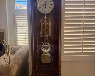 Sligh grandfather clock with beautiful brass hardware