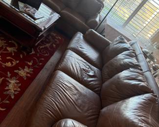 2 LEATHER SOFAS - GREAT CONDITION - DEEP CHOCOLATE BROWN - BOTH SAME SIZE