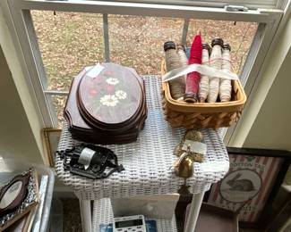 Close up of items on wicker