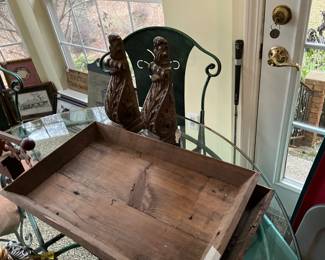 Wooden tray/box on patio table