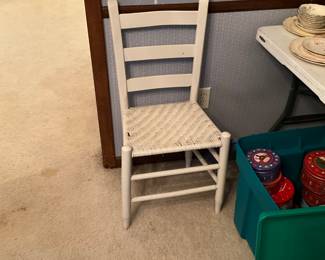 White rattan seat chair