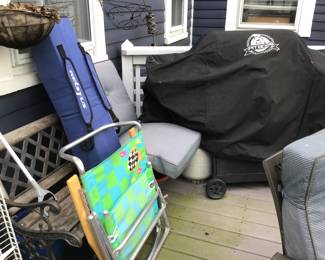 grill, beach chairs, etc.
