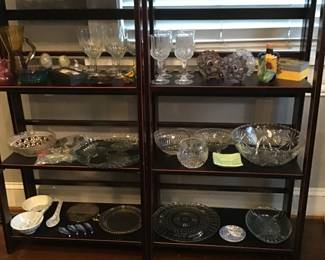Glassware, glass curtain holders, etc.
