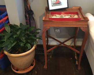 Ball and Claw side table with an original watercolor from a local Portsmouth artist.