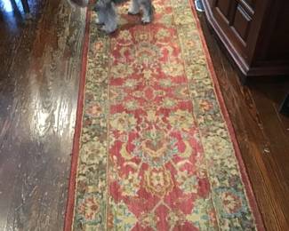 Bentley is showing off the runner in the dining room!