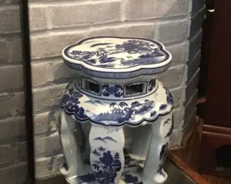 Porcelain blue and white garden stool