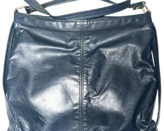 Navy Blue Leather Shoulder Bag Medium