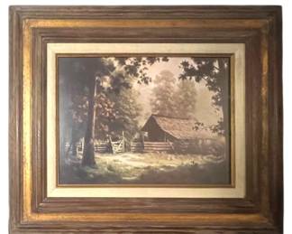 Vintage Rustic Cabin Framed Print