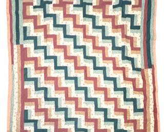 Handmade Zig Zag Patchwork Quilt 60x82