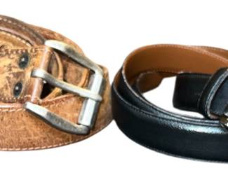 2 Mens Leather Belts Italy Vintage 42