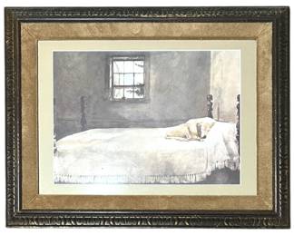 WyethStyle Dog on Bed Framed Art Print