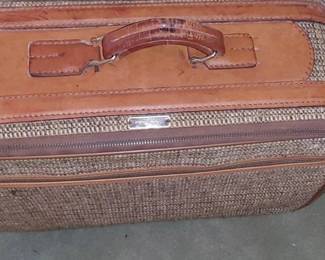 Vintage leather and Tweed suitcase