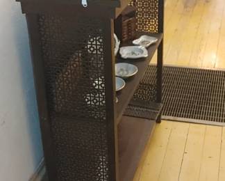 Antique Oriental bookshelf or knick-knack shelf