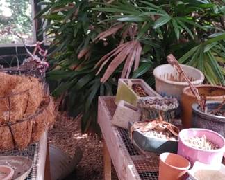 Nice handmade potting tables chicken wire