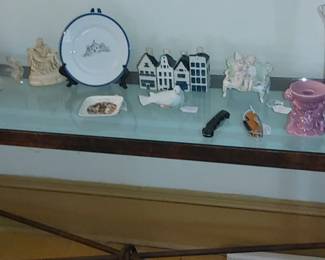 Gorgeous sofa table with cast iron wrought iron frame beveled Edge glass