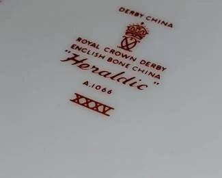 Royal Crown Derby English phone China heraldic white china gold accents