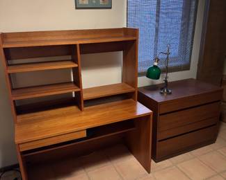 Teak wood desk and hutch, Wood Lateral File cabinet