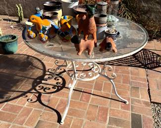 Outdoor table with decorative objects