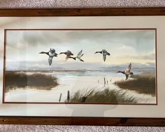 Al Foca Framed Watercolor Duck Painting