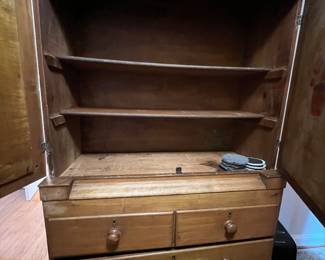 Antique 2 Door &  4 Drawer Primitive Cabinet,