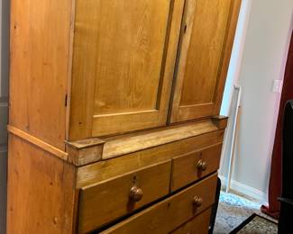 Antique 2 Door &  4 Drawer Primitive Cabinet,