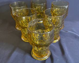 Set of Vintage Amber Anchor Hocking Tumblers