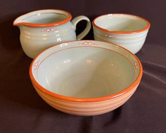 Noritake Boulder Ridge Stoneware (Creamer, Sugar Bowl & Serving Bowl)