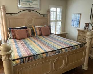 Lexington Solid Oak Contemporary Coastal King Size Bed Frame, Headboard & Footboard with Mattress
