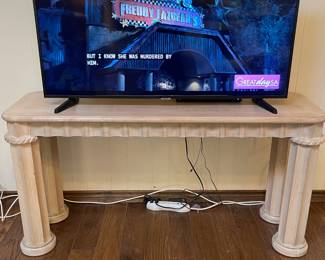 White Washed Console Table with Pillar-Style Legs