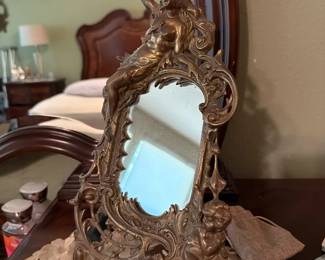 Vintage Cast Metal Vanity Mirror