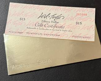 Lord & Taylors $15 dollar gift card, we're selling for $10