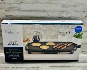 Mainstays 20 Inch Electric Griddle Nonstick Surface Adjustable Temp Control 1500W New