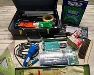 Large Vintage Drafting Tool Lot – Staedtler, Koh-I-Noor, Turquoise, Sets & Case