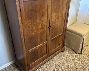 Vintage Solid Wood Storage Cabinet / Armoire – Rich Mahogany Finish – 48”H x 36”W – Classic & Clean