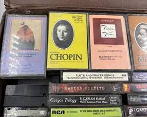 Lot of Vintage Cassette Tapes Classical Native American Country Rock Mixed Music with Case