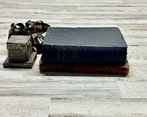 Antique Hebrew Siddur Shaar HaShamayim Warsaw with Leather Sefer and Metal Tefillin Box Lot