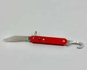 Camillus New York Signal Knife Military Style Red Handle Multi Tool Blade and Hook Vintage