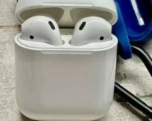 Apple AirPods with Charging Case Lot Charger Cable and Blue Silicone Cover