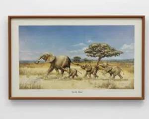 The Herd On the Move Dan E Brawner Signed Numbered Limited Edition Elephant Wildlife Lithograph Framed Art COA